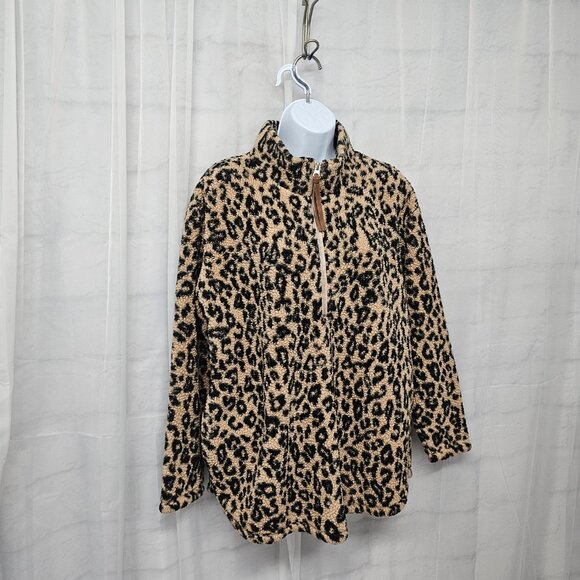 Maurices Brown Leopard Sherpa Jacket Pullover Casual Cabin Outdoor L - Picture 5 of 12